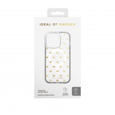 iPhone 14 PRO iDeal Of Sweden Clear MagSafe nugarėlė Golden Hearts 3