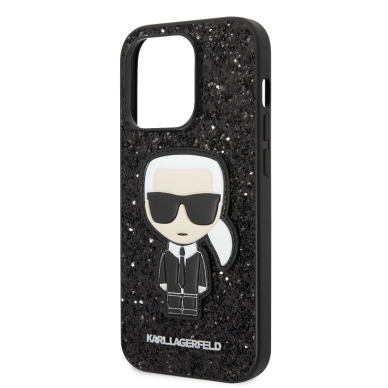 iPhone 14 PRO juoda glitter KARL LAGERFELD nugarėlė KLHCP14LGFKPK 5