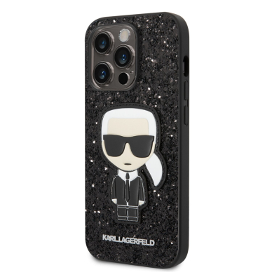 iPhone 14 PRO juoda glitter KARL LAGERFELD nugarėlė KLHCP14LGFKPK 3