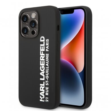 iPhone 14 PRO juoda KARL LAGERFELD nugarėlė KLHCP14LSRSGVTK