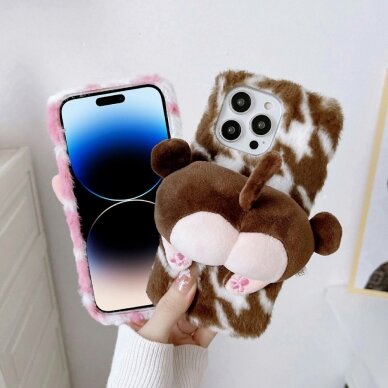 iPhone 14 PRO MAX pink nugarėlė Fluffy Monkey 3