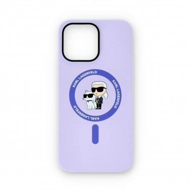 iPhone 14 PRO MAX purple Magsafe Silicone KC Heads Ring KARL LAGERFELD nugarėlė