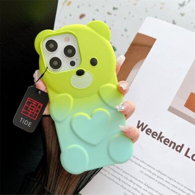 iPhone 14 PRO MAX Tracy nugarėlė 3D Bear Green/Blue