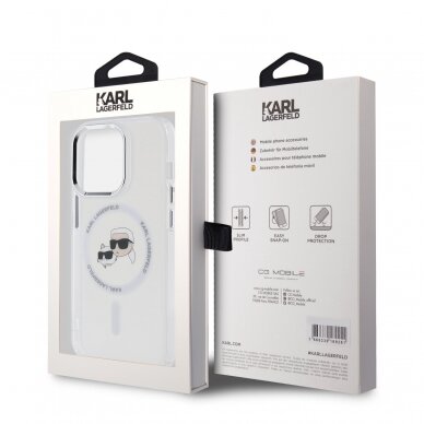 iPhone 14 PRO MAX white Magsafe IML Metal KC Heads KARL LAGERFELD nugarėlė 7