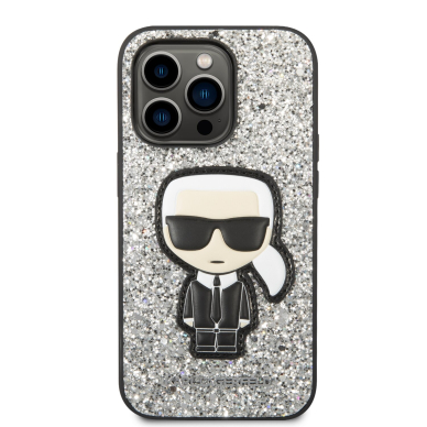 iPhone 14 PRO sidabro sp. glitter KARL LAGERFELD nugarėlė KLHCP14LGFKPG 2