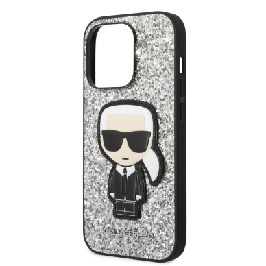 iPhone 14 PRO sidabro sp. glitter KARL LAGERFELD nugarėlė KLHCP14LGFKPG 5