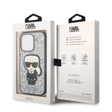 iPhone 14 PRO sidabro sp. glitter KARL LAGERFELD nugarėlė KLHCP14LGFKPG 7