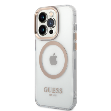 iPhone 14 PRO skaidri + aukso spalvos Magsafe GUESS nugarėlė GUHMP14LHTRMD 5