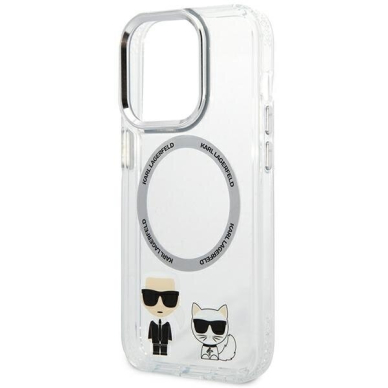 iPhone 14 PRO skaidri + sidabro sp. Magsafe KARL LAGERFELD nugarėlė KLHMP14LHKCT 4