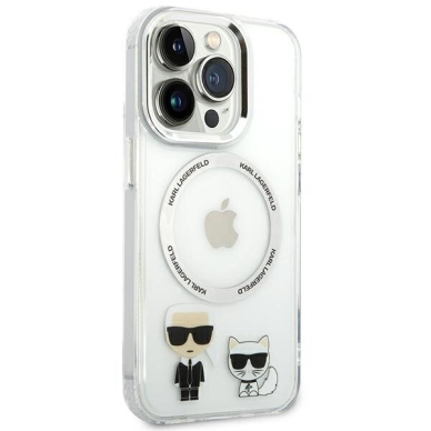 iPhone 14 PRO skaidri + sidabro sp. Magsafe KARL LAGERFELD nugarėlė KLHMP14LHKCT 1