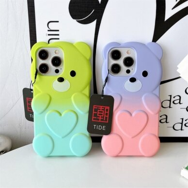 iPhone 14 PRO Tracy nugarėlė 3D Bear Purple/Pink 2