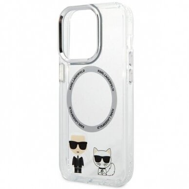 iPhone 14/13 skaidri + sidabro sp. Magsafe KARL LAGERFELD nugarėlė KLHMP14SHKCT 1