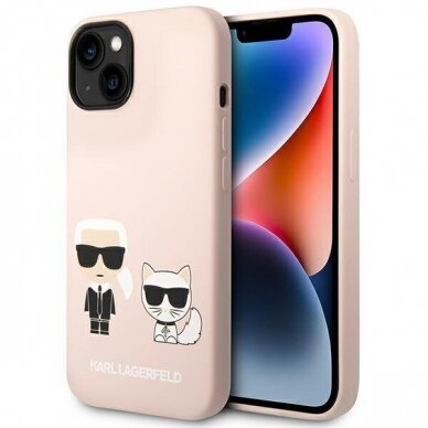 iPhone 14/13 šv. rožinė Magsafe KARL LAGERFELD nugarėlė KLHMP14SSSKCI