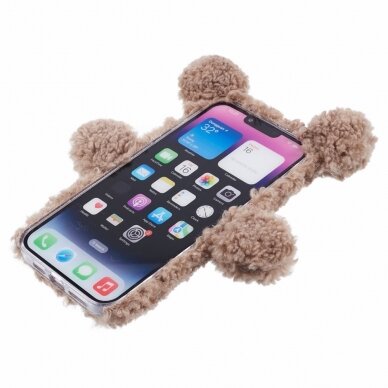 iPhone 15 / 14 / 13 brown nugarėlė Fluffy Bear 3