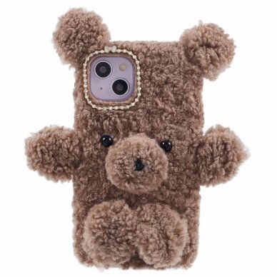 iPhone 15 / 14 / 13 brown nugarėlė Fluffy Bear