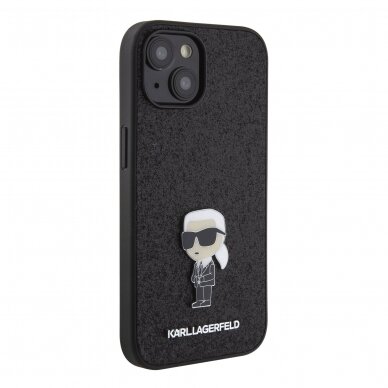 iPhone 15 black Ikonik Fixed Glitter Metal PIN KARL LAGERFELD nugarėlė 2