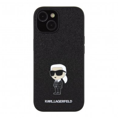 iPhone 15 black Ikonik Fixed Glitter Metal PIN KARL LAGERFELD nugarėlė 3