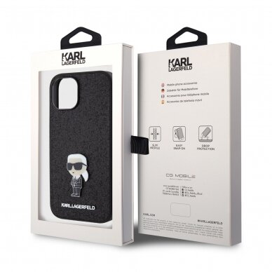 iPhone 15 black Ikonik Fixed Glitter Metal PIN KARL LAGERFELD nugarėlė 7