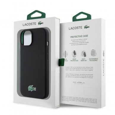 iPhone 15 black LACOSTE nugarėlė Silicone MagSafe 7