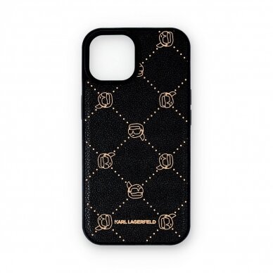 iPhone 15 black Magsafe PU Karl Heads Pattern KARL LAGERFELD nugarėlė