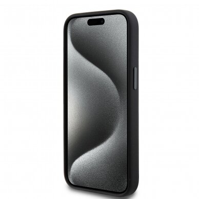 iPhone 15 black Silicone Metal PIN KARL LAGERFELD nugarėlė 2