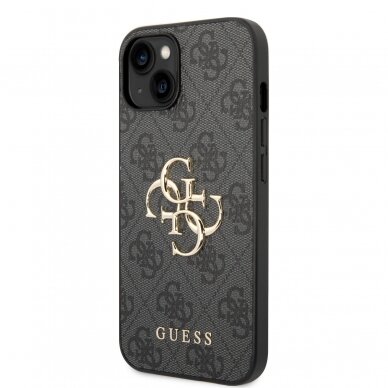 iPhone 15 grey Metal Logo GUESS nugarėlė 1