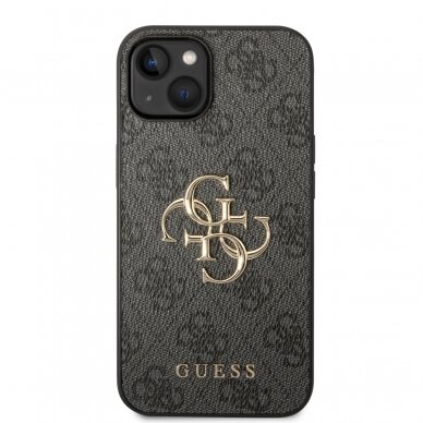 iPhone 15 grey Metal Logo GUESS nugarėlė 2