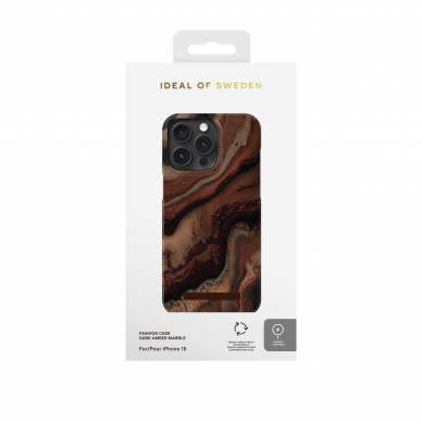 iPhone 15 iDeal Of Sweden nugarėlė MagSafe Dark Amber Marble 1