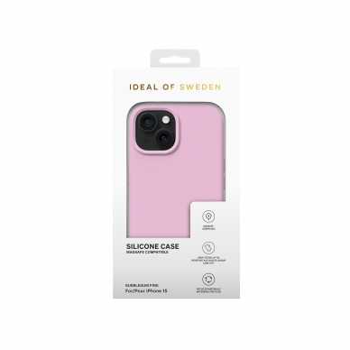 iPhone 15 iDeal Of Sweden nugarėlė MagSafe Silicone Bubblegum Pink 4