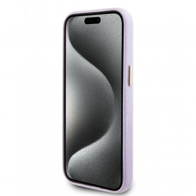 iPhone 15 lilac Glitter Glossy Script GUESS nugarėlė 4