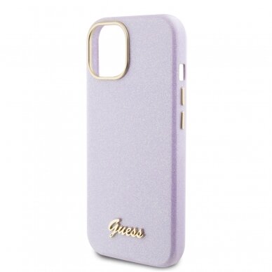 iPhone 15 lilac Glitter Glossy Script GUESS nugarėlė 5