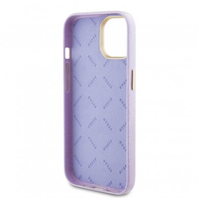 iPhone 15 lilac Glitter Glossy Script GUESS nugarėlė 6