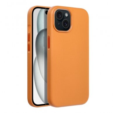 iPhone 15 orange MagLeather MagSafe nugarėlė 1