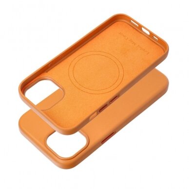 iPhone 15 orange MagLeather MagSafe nugarėlė 2