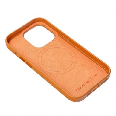 iPhone 15 orange MagLeather MagSafe nugarėlė 3