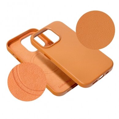 iPhone 15 orange MagLeather MagSafe nugarėlė 7