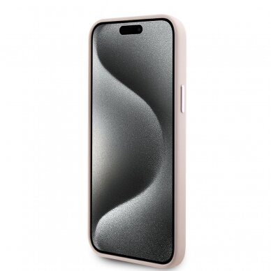 iPhone 15 pink Silicone Metal PIN KARL LAGERFELD nugarėlė 4