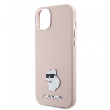 iPhone 15 pink Silicone Metal PIN KARL LAGERFELD nugarėlė 5