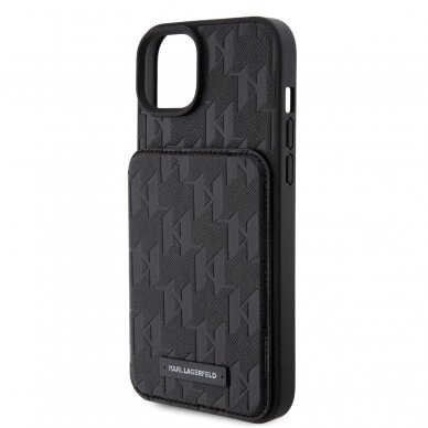 iPhone 15 PLUS black Saffiano Cardslots and Stand Monogram KARL LAGERFELD nugarėlė 6