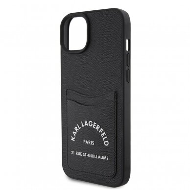 iPhone 15 PLUS black Saffiano Cardslots RSG 3D Logo KARL LAGERFELD nugarėlė 5