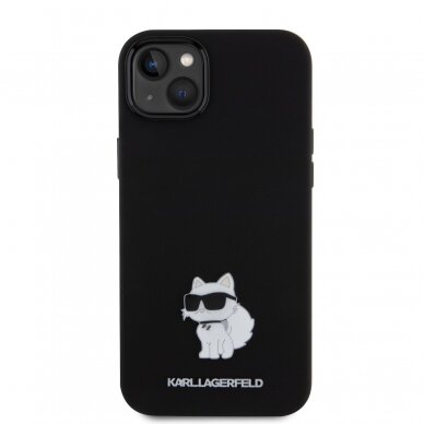 iPhone 15 PLUS black Silicone Metal PIN KARL LAGERFELD nugarėlė 3