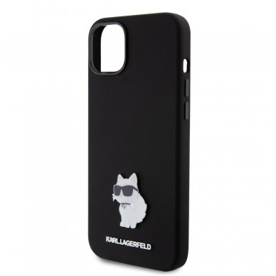 iPhone 15 PLUS black Silicone Metal PIN KARL LAGERFELD nugarėlė 5