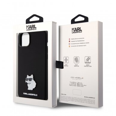 iPhone 15 PLUS black Silicone Metal PIN KARL LAGERFELD nugarėlė 7