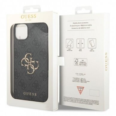 iPhone 15 PLUS grey Big Metal Logo GUESS nugarėlė 15