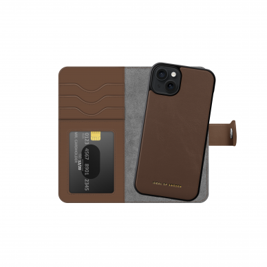 iPhone 15 PLUS iDeal Of Sweden dėklas Magnet Wallet+ Dark Brown 4