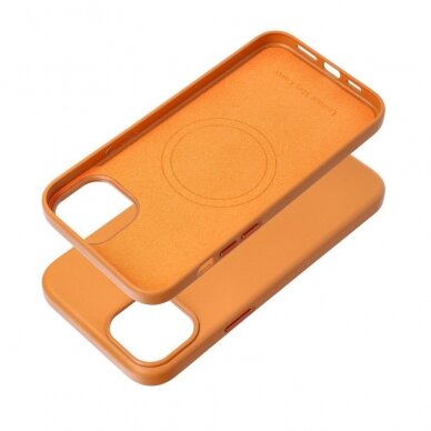 iPhone 15 PLUS orange MagLeather MagSafe nugarėlė 2