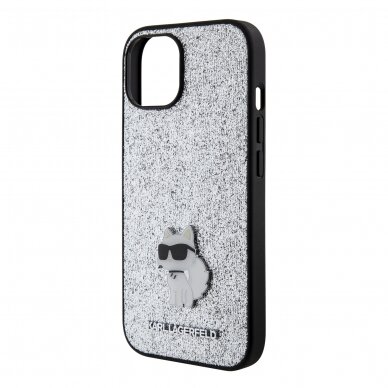 iPhone 15 PLUS silver Fixed Glitter Metal PIN KARL LAGERFELD nugarėlė 5