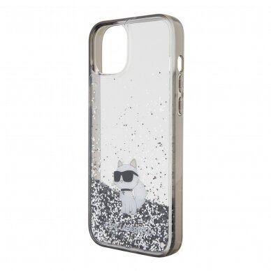 iPhone 15 PLUS silver Liquid Glitter Choupette KARL LAGERFELD nugarėlė 5