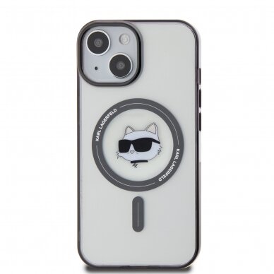 iPhone 15 PLUS transparent IML Choupette`s Head MagSafe KARL LAGERFELD nugarėlė 2