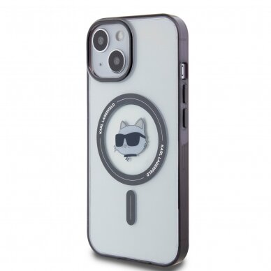 iPhone 15 PLUS transparent IML Choupette`s Head MagSafe KARL LAGERFELD nugarėlė 1